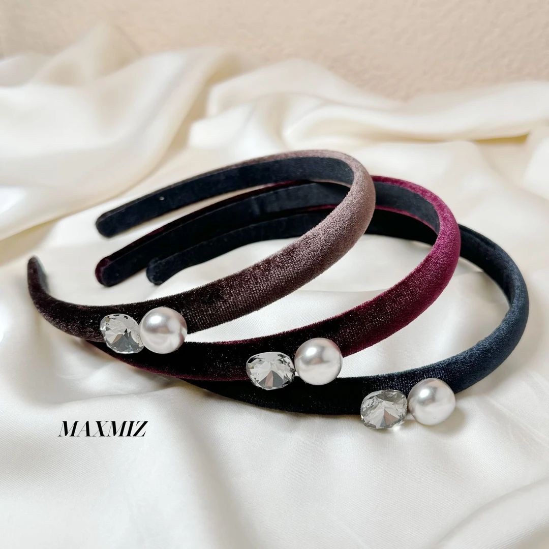 东大门 秋冬丝绒小众净版植绒珠珠水钻发箍 2614