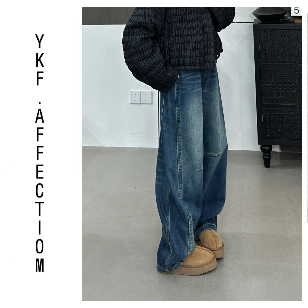 （独宠蓝牛裤）冬款显瘦美式复古加绒牛仔裤10948