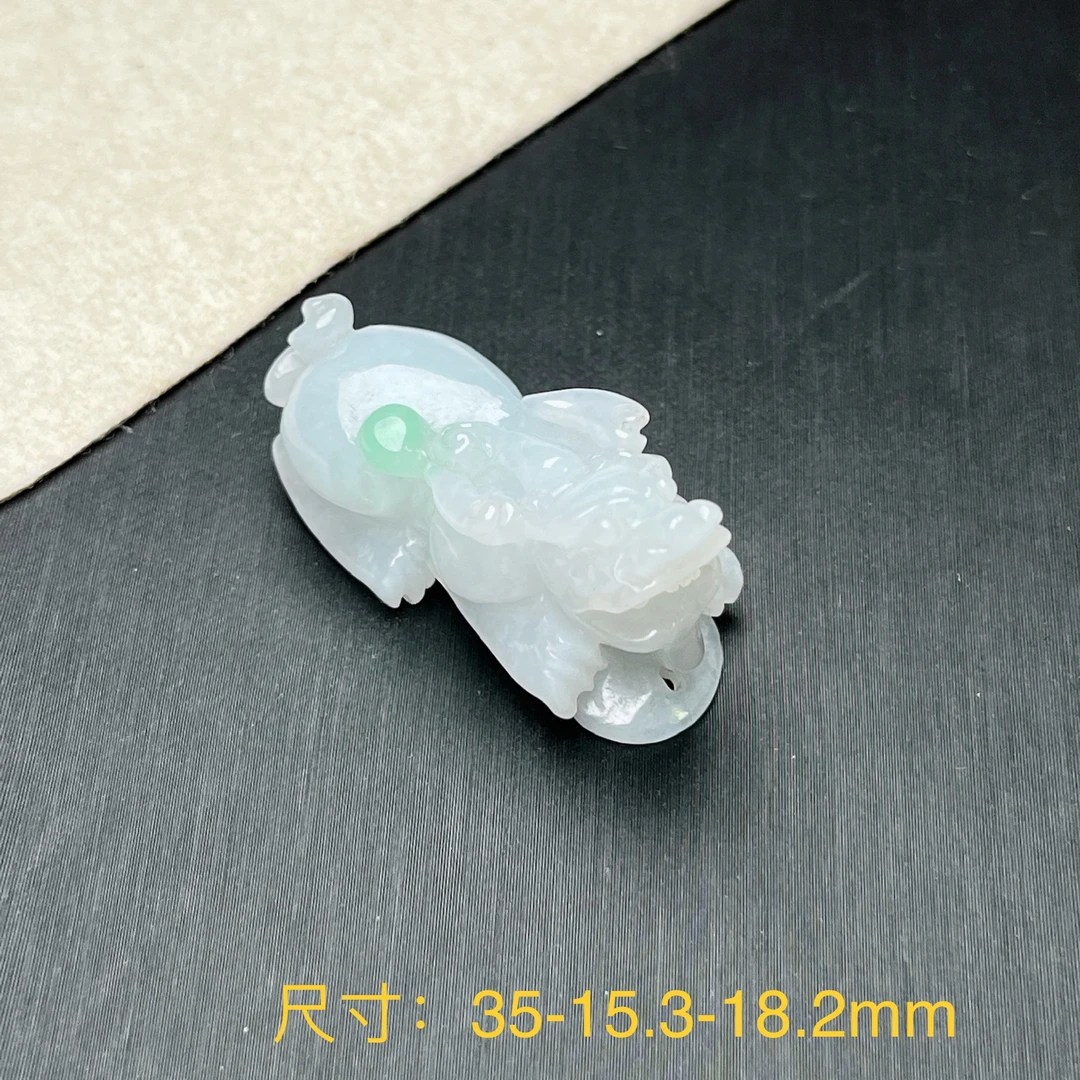 仁仁淘珠宝天然翡翠A货冰糯种飘阳绿貔貅吊坠挂件首饰
