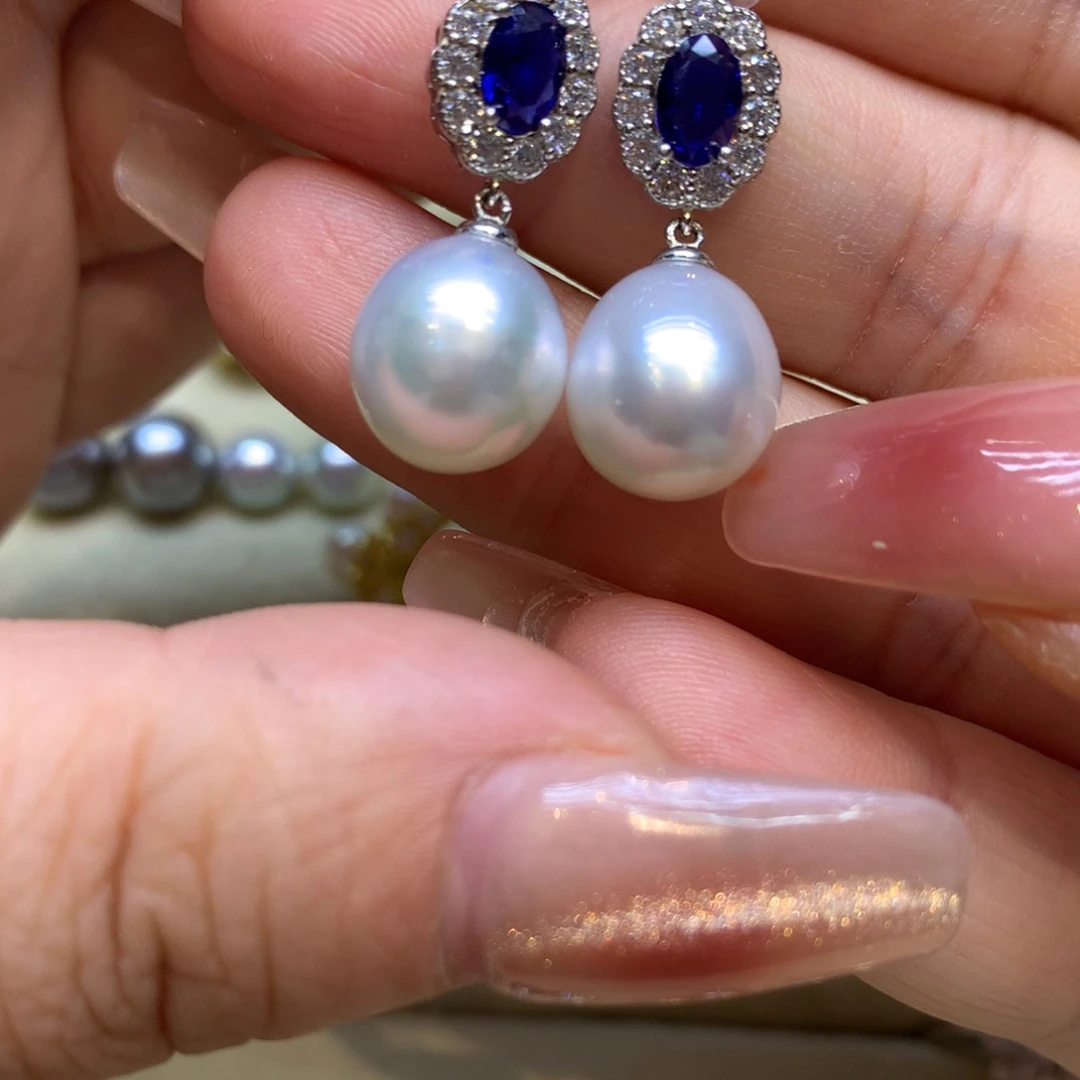银S925镶嵌耳饰海水珍珠