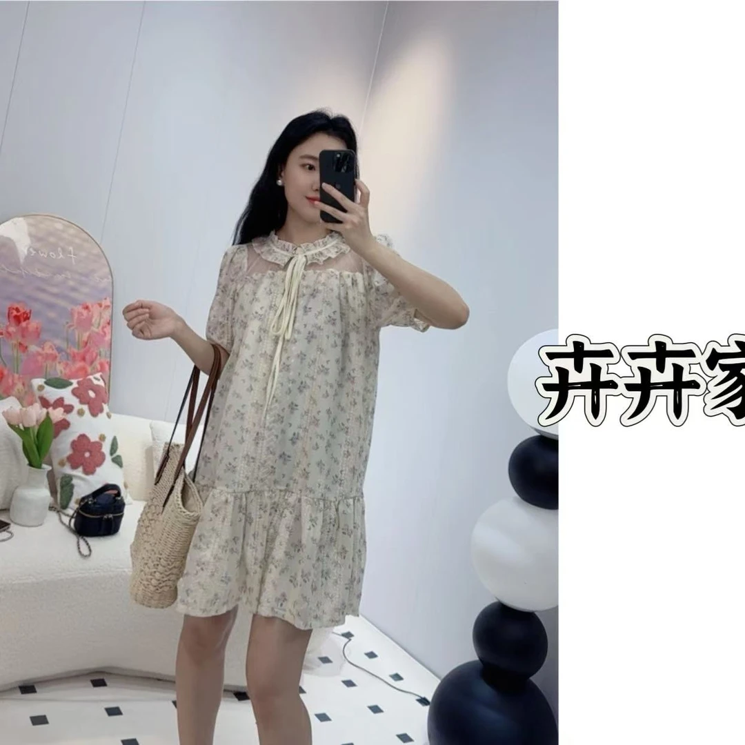 时尚气质轻奢舒适夏季休闲宽松碎花减龄连衣裙