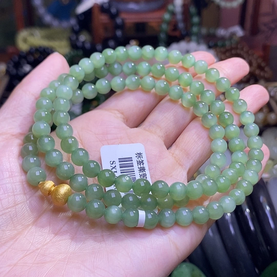 和田玉未镶嵌颈饰老矿料碧玉猫眼毛衣链6m