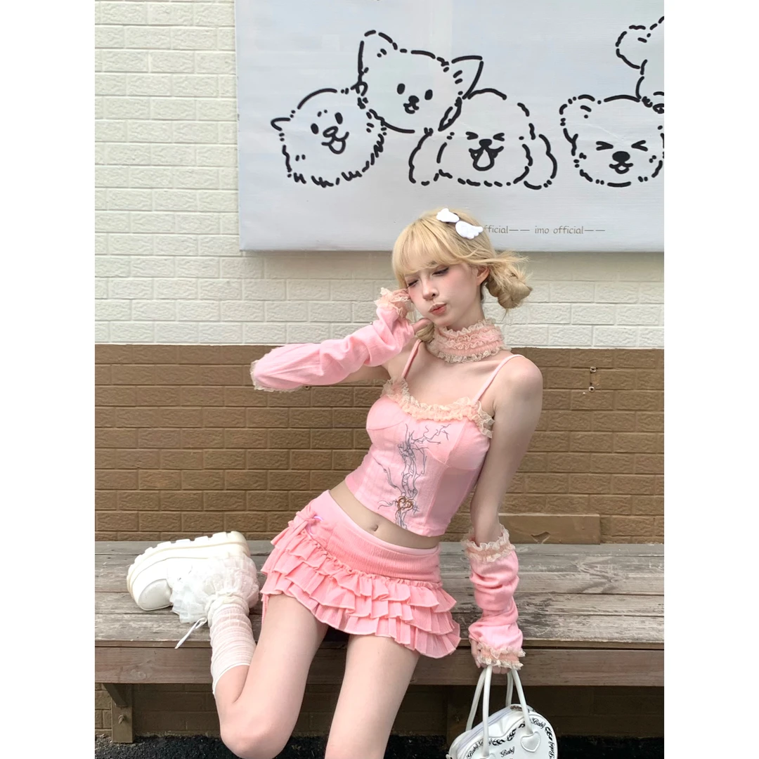 绘梨衣【奈芙雅美】纯欲设计款甜辣花边吊带纯欲蛋糕裙裤套装