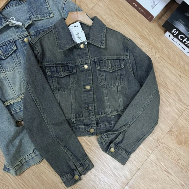 733 港风复古时尚设计款做旧风百搭牛仔外套