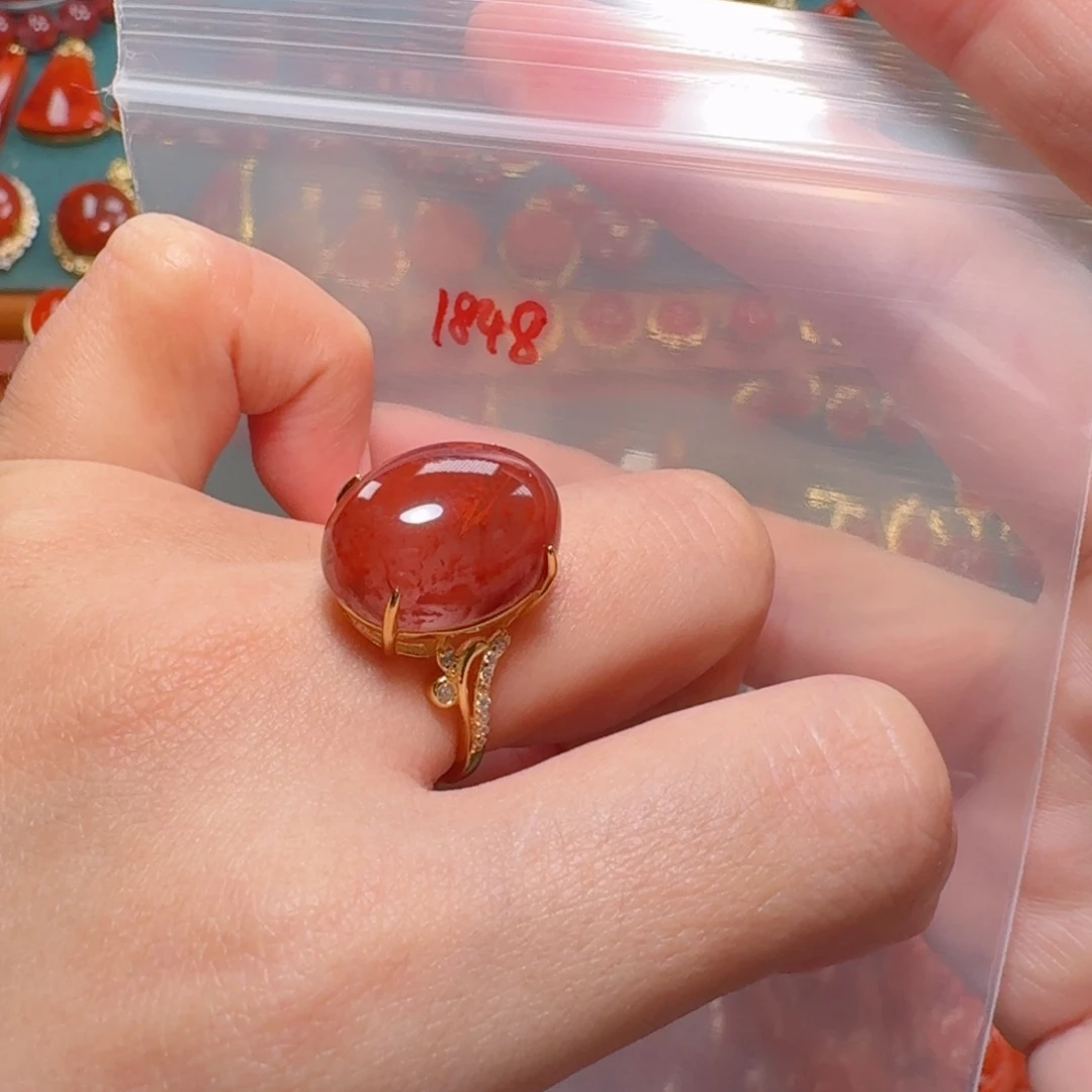 银S925镶嵌南红南红玛瑙