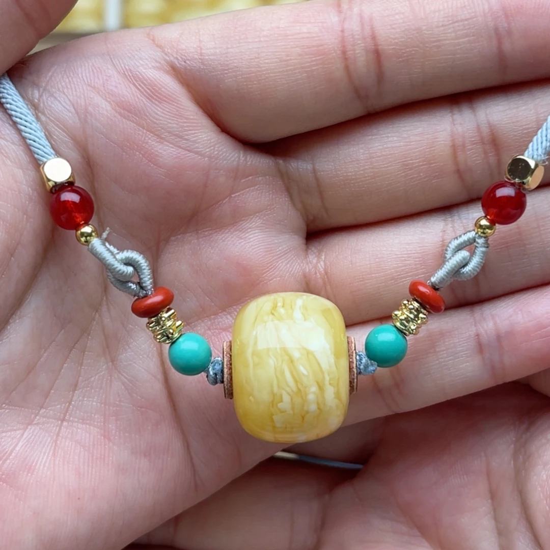 琥珀未镶嵌裸石蜜蜡墩子笑