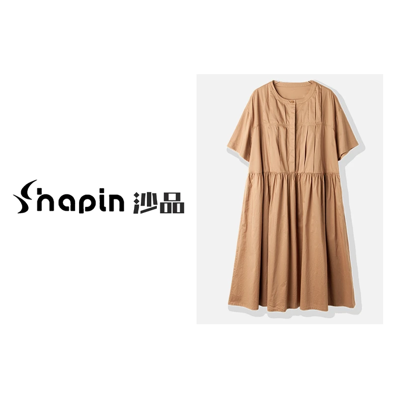 2024夏季新款女装时尚竖条压褶设计感连衣裙BXY2242069