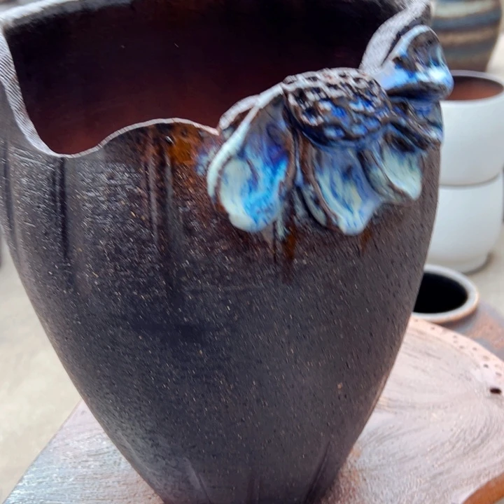 紫砂花盆高约28口约20