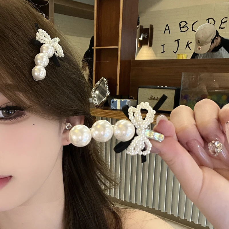 韩版甜美法式温柔蝴蝶结发夹精致公主风刘海侧边夹