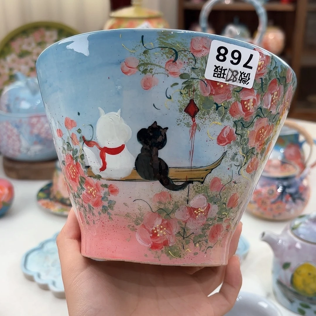 景德镇手绘高温釉下彩陶瓷茶具