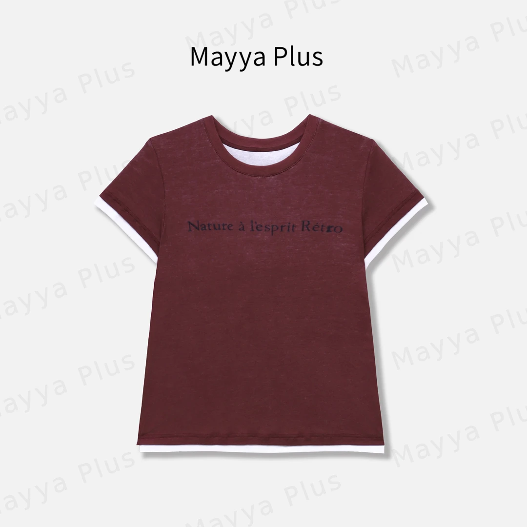 【彼岸双生 】Mayya Plus麦芽定制简约字母印花短袖T恤上衣32536151