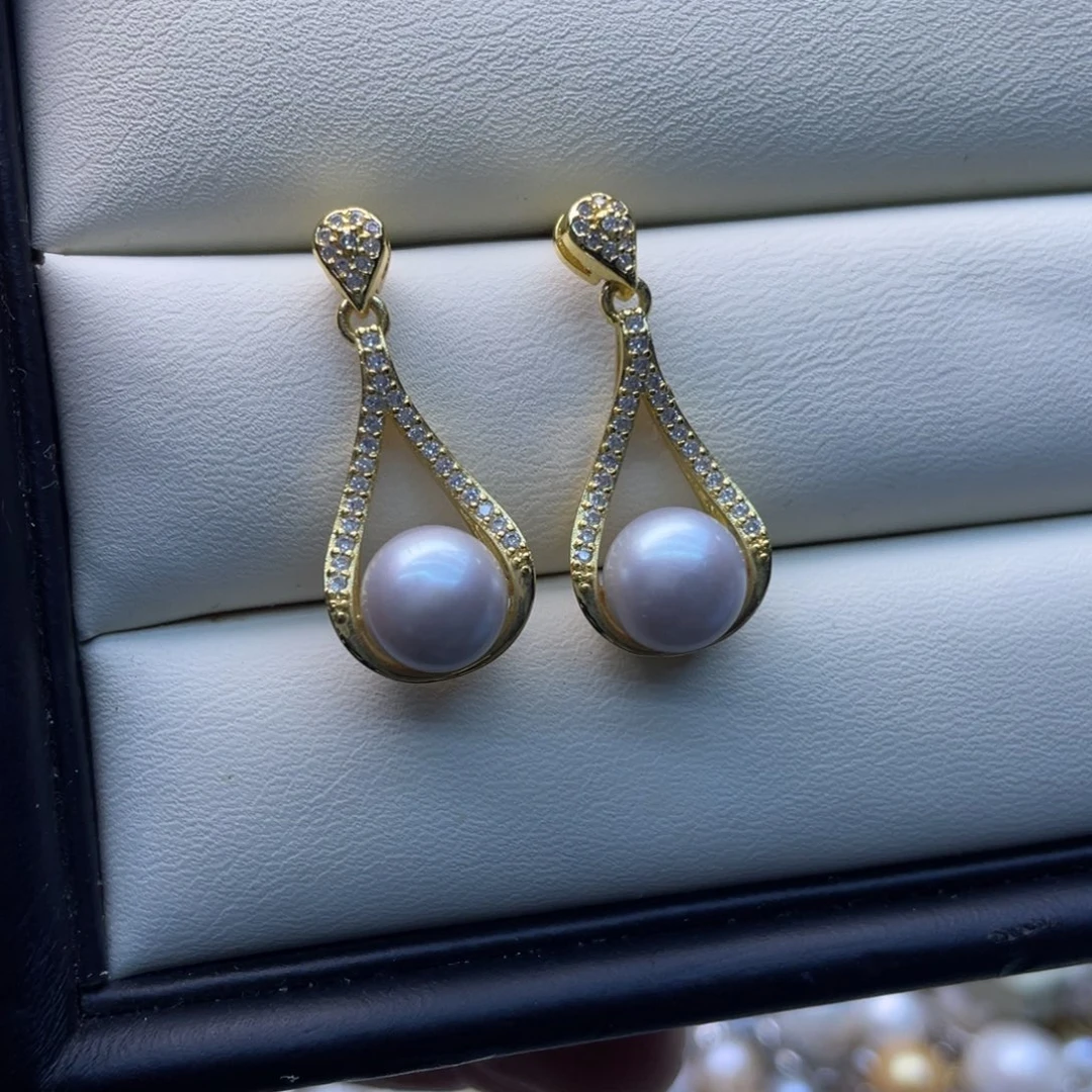 淡水珍珠耳饰银S925镶嵌