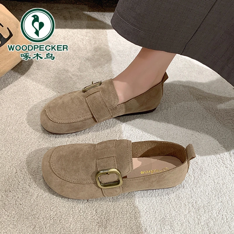 啄木鸟复古勃肯鞋女夏2025年春季新款丑萌温柔单鞋懒人软底豆豆鞋