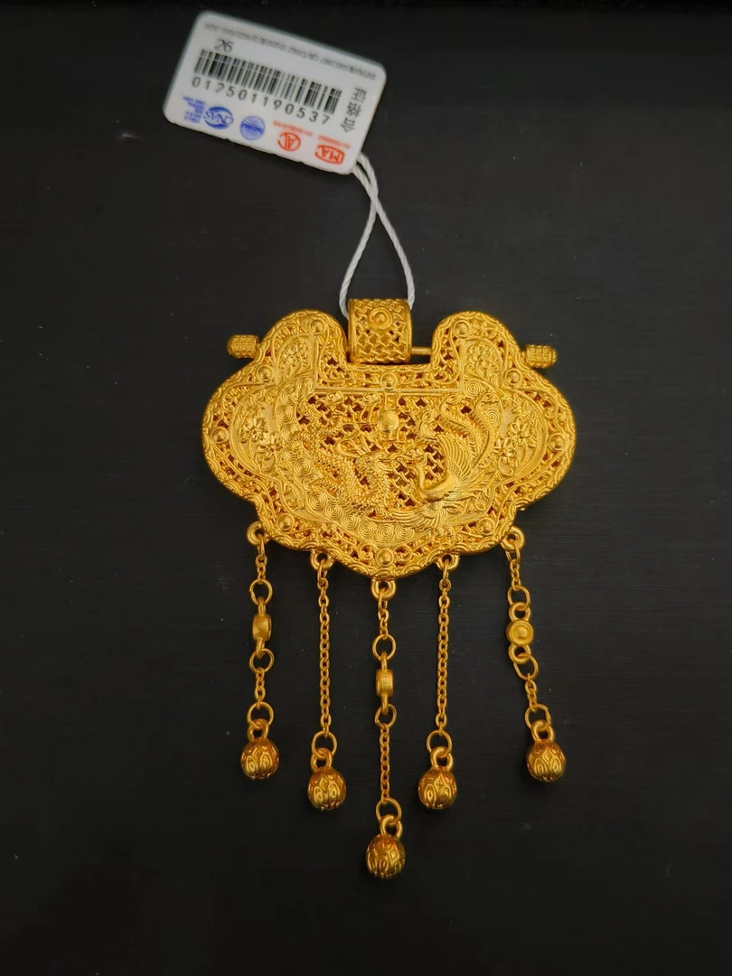 【金展珠宝】足金 天子门生吊坠 圆球链接流苏