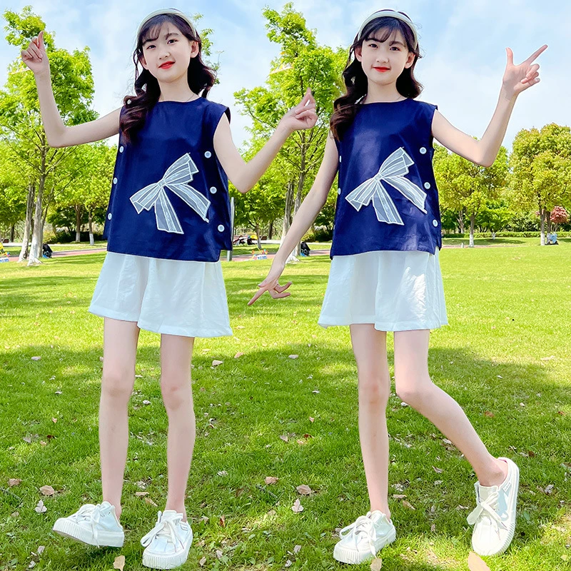 女童夏季套装2025新款洋气夏装中大童时髦薄款短裤儿童韩版两件套