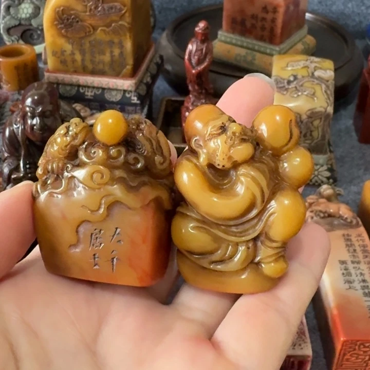 笑***生石材手工艺品摆件包邮
