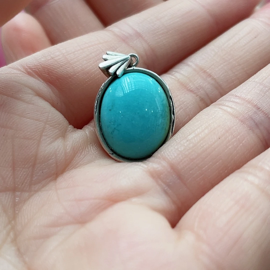 绿松石颈饰银S925镶嵌