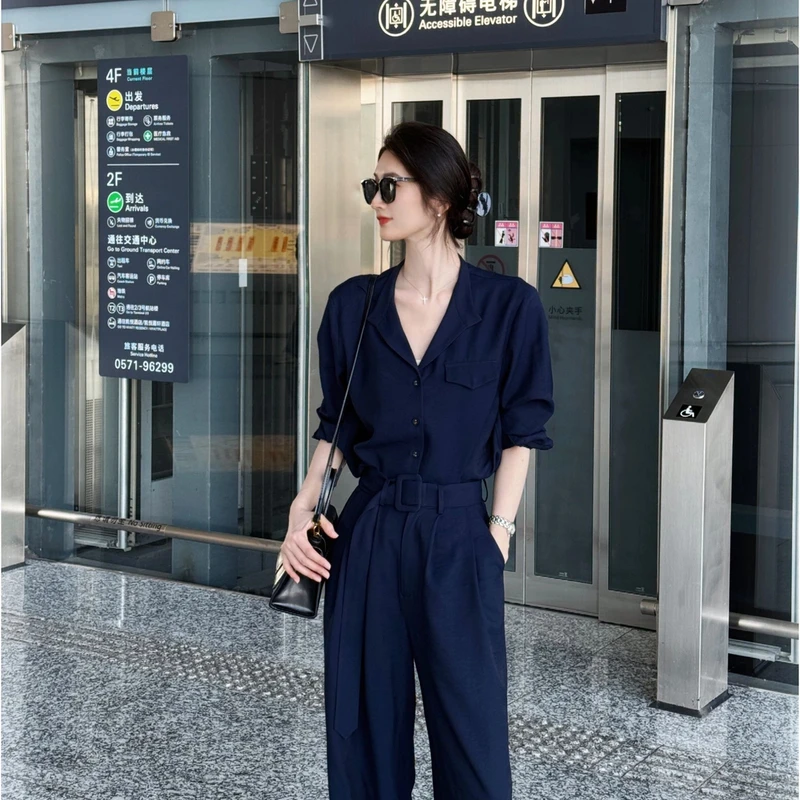 【交个朋友专属】气质简约显瘦时尚夏季薄款小众休闲套装L52TZ301