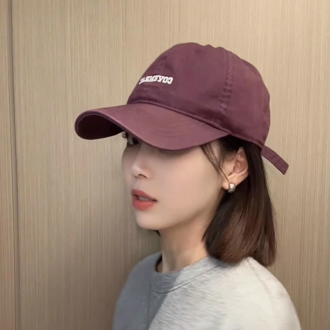 韩版简约刺绣软顶女显脸小时尚百搭水洗做旧宽帽檐鸭舌帽男网红款