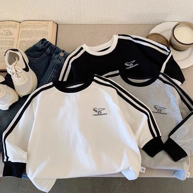 纯棉男童打底衫春季新款百搭棉T恤中小童洋气外穿长袖宝宝卡通t