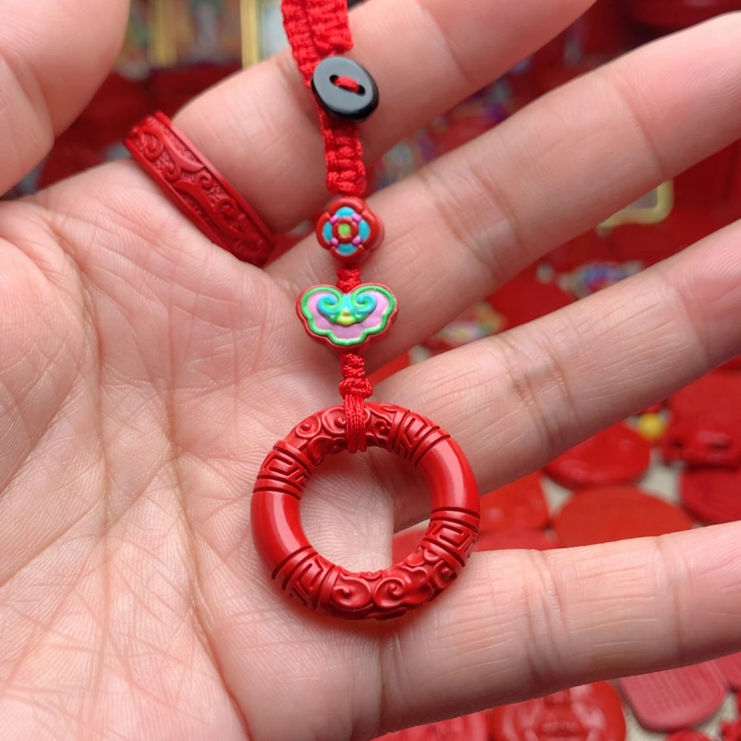 天然辰砂工艺品朱砂钥匙扣