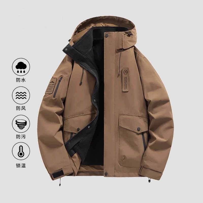 三合一冲锋衣男女同款秋冬季2025新款爆款秋冬季防水加绒外套软壳