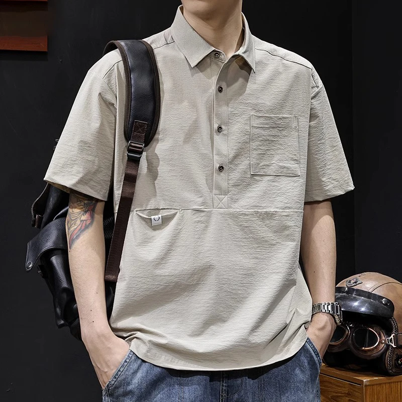 LEIGHZ/雷茨POLO衫男美式户外肌理感速干短袖t恤男夏季新款高端