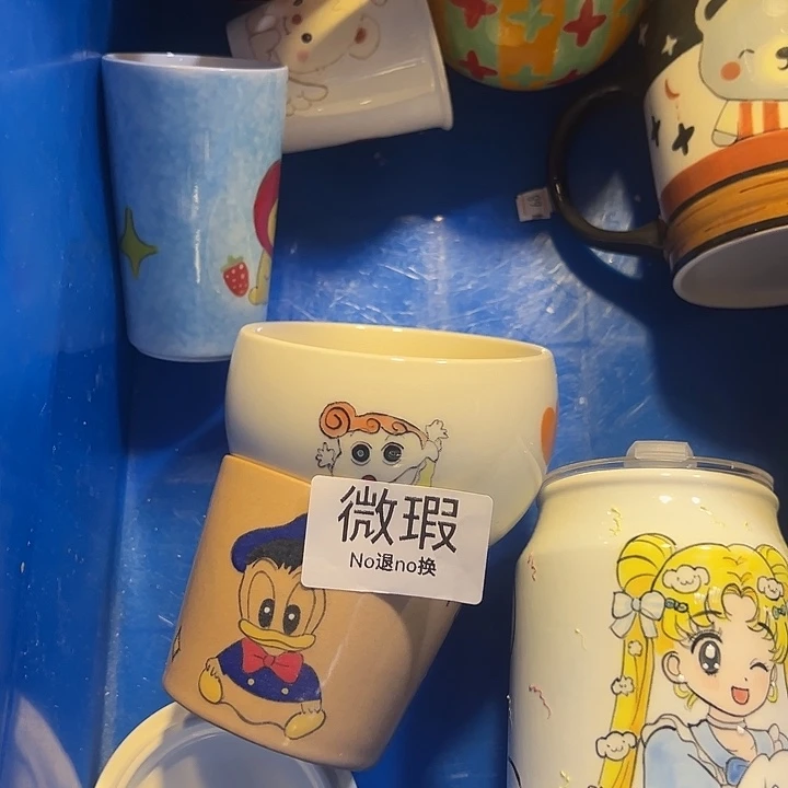陶摆件不退不换卡通手绘