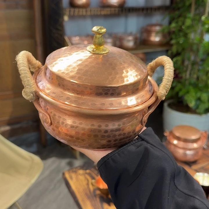紫铜手工制作双耳锅16口径