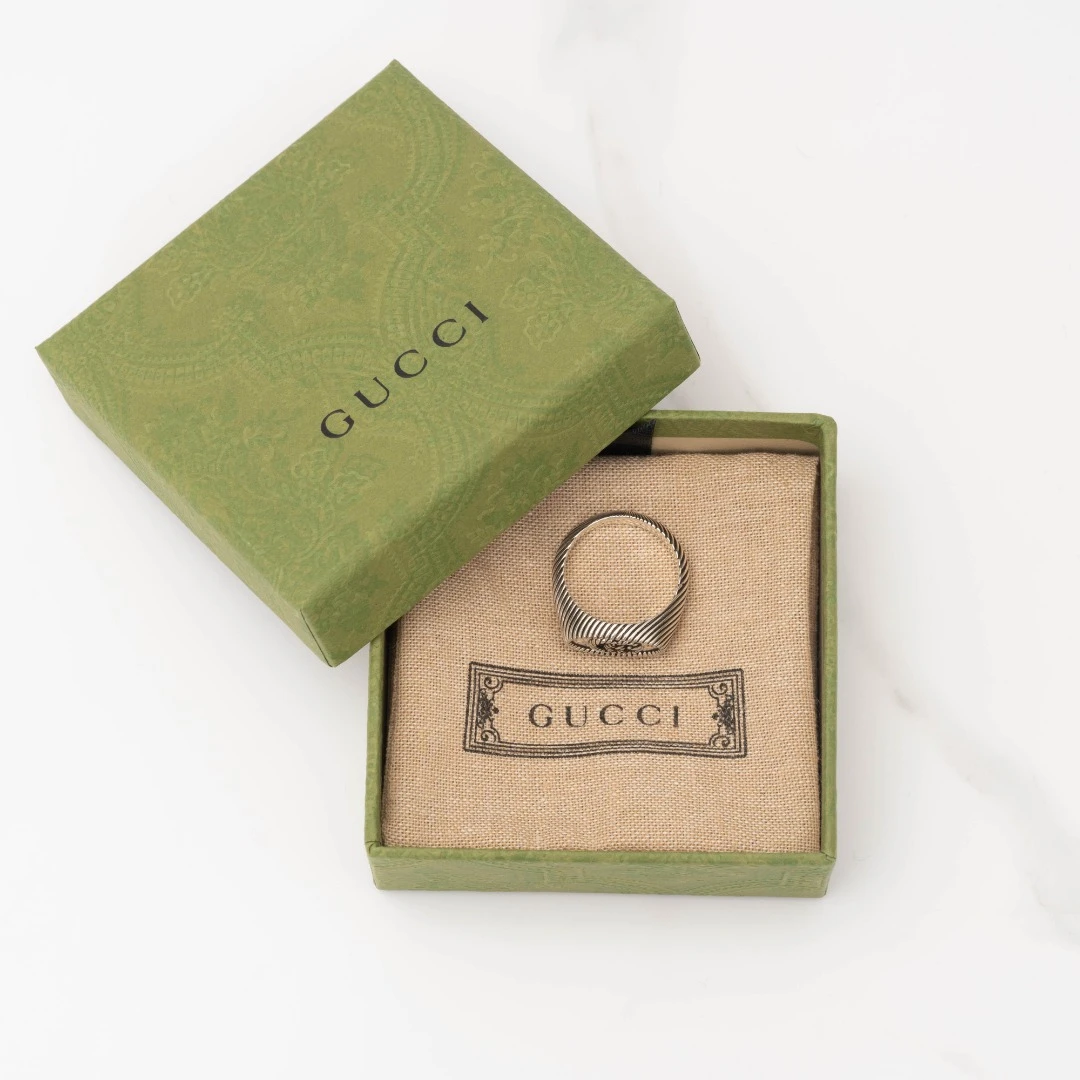 全新未使用/Gucci中性双G椭圆戒指/GUBT00309