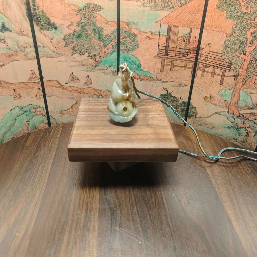 O和田玉双锦鲤吊坠0891