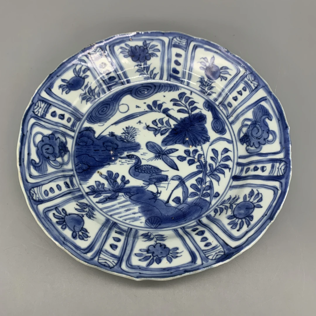 62601010*明万历青花花鸟纹盘/瓷器六/江苏省文物总店/J