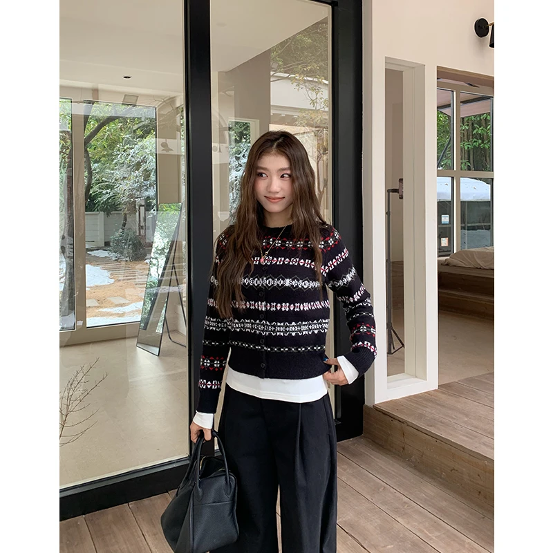 橘子树在哪儿新款秋冬复古费尔岛毛衣慵懒风针织打底衫高级感上衣