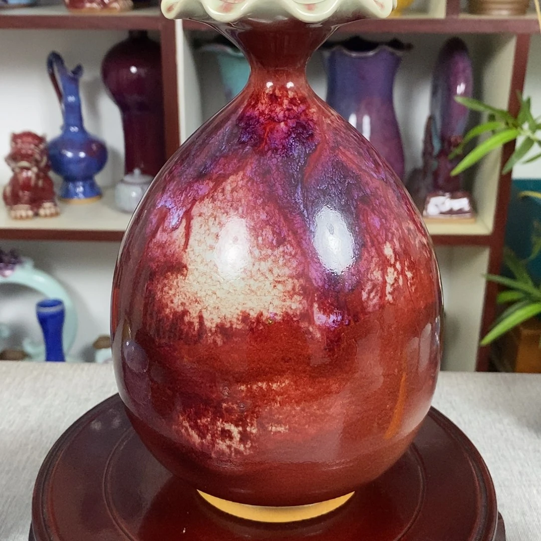 瓶钧瓷花瓶客厅花器煤烧釉玉壶春