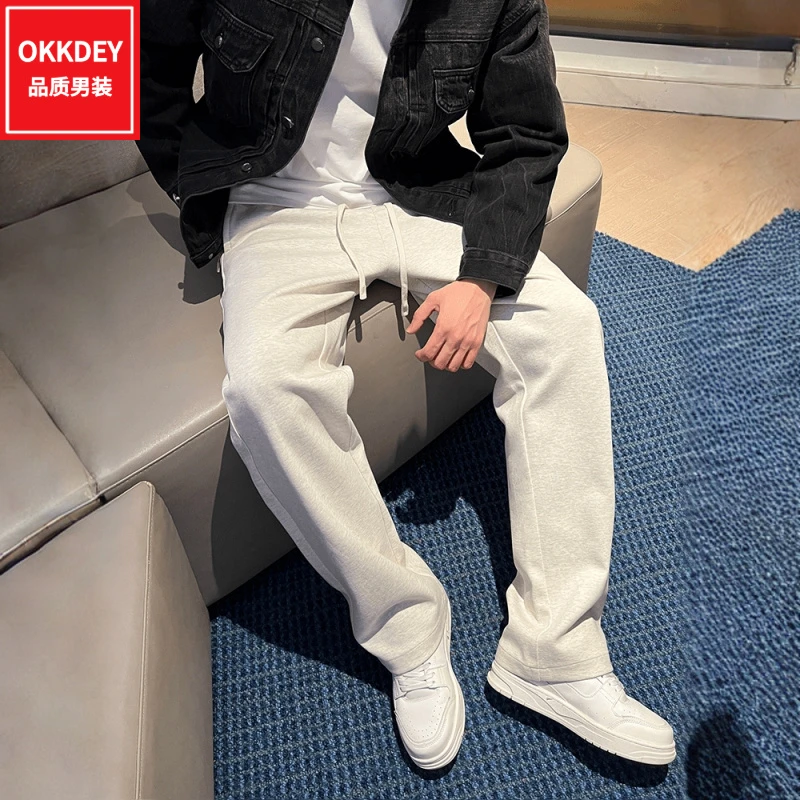 高端男装宽松运动卫裤男士春秋新款潮牌美式休闲长裤百搭直筒裤子