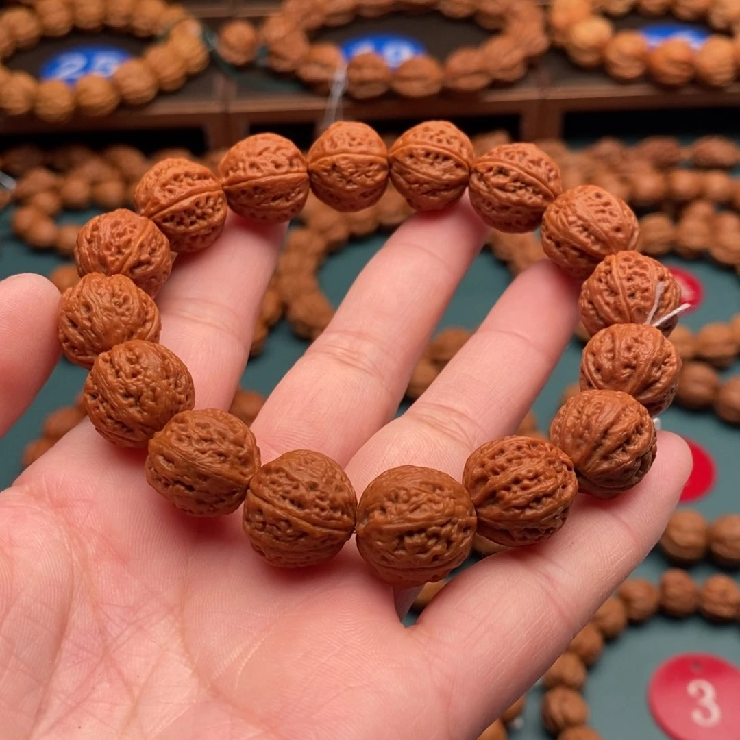 文玩核桃手串15尺寸八棱蚂蚁纹