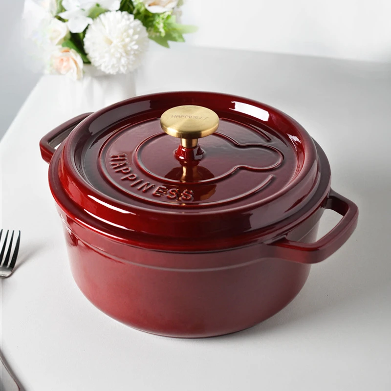 出口品质24CM珐琅铸铁锅煲汤炖锅内黑搪瓷锅多功能不粘锅