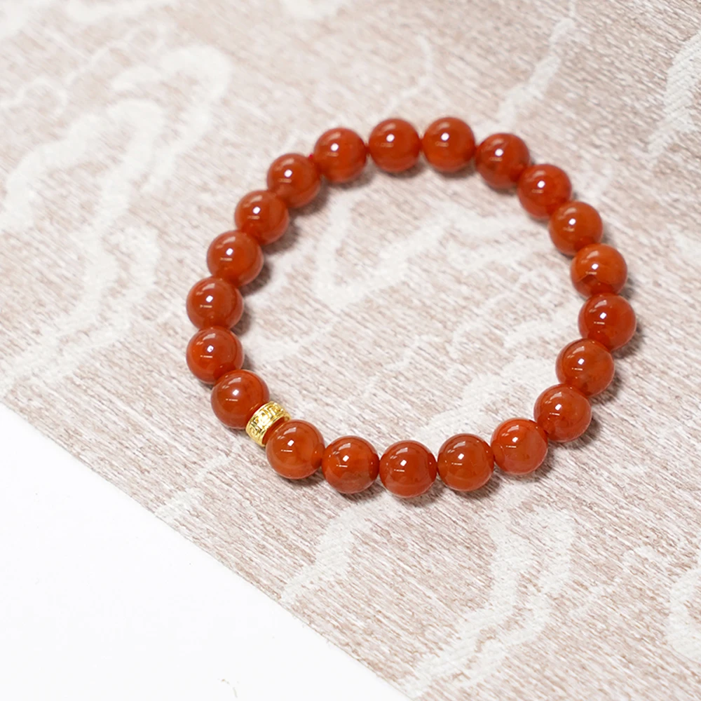 天然川料九口南红柿子红单圈精简百搭手串QF-A350（多样性发一）