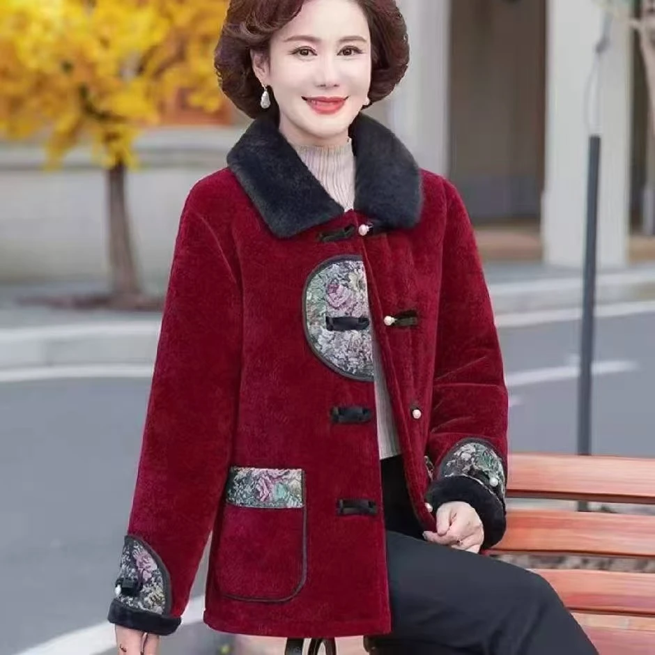 恒鑫安新中式妈妈款气质加绒加厚棉衣外套（重工！！！）