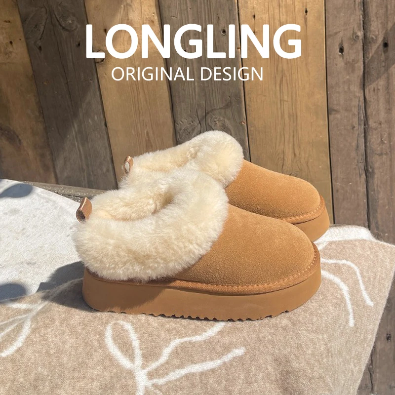 浅口雪地靴厚底一脚蹬懒人毛毛棉鞋女款2025冬季新款爆款加绒加厚