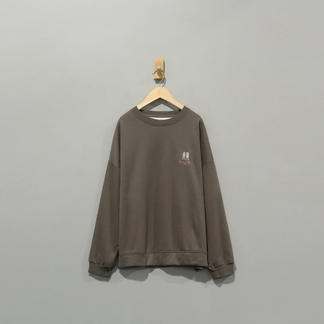 057487文艺棉螺纹圆领复古刺绣加绒加厚保暖卫衣 衣长65 胸围130