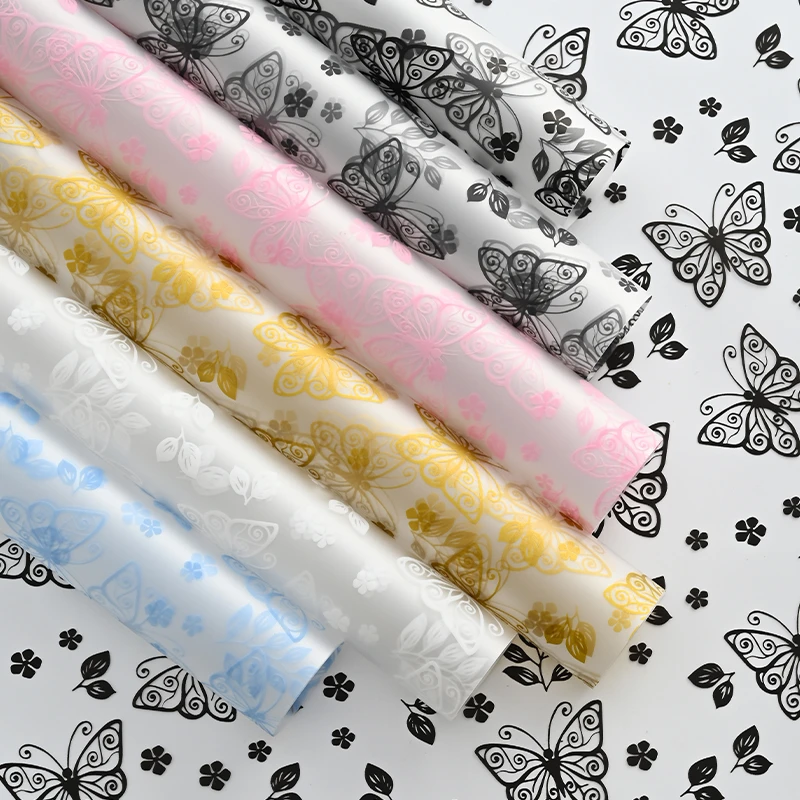 【束漫花艺】诺莎纸蝶之恋鲜花包装纸防水透明果冻膜花艺花店资材