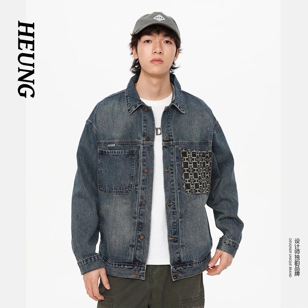 爆款男款牛仔夹克休闲百搭宽松高级感外套韩版翻领时尚高档
