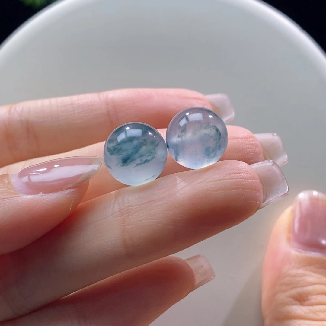 翡翠未镶嵌颈饰翡翠高冰蓝花珠12+mm多样性发一