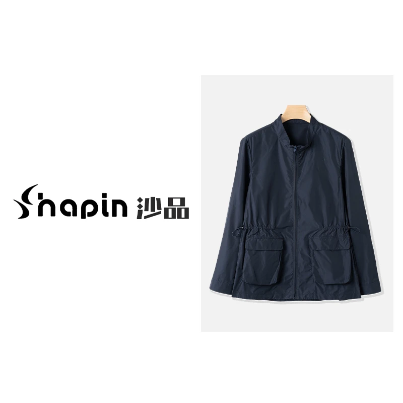 简约立领收腰短款风衣文艺工装通勤百搭拉链外套女MM9889