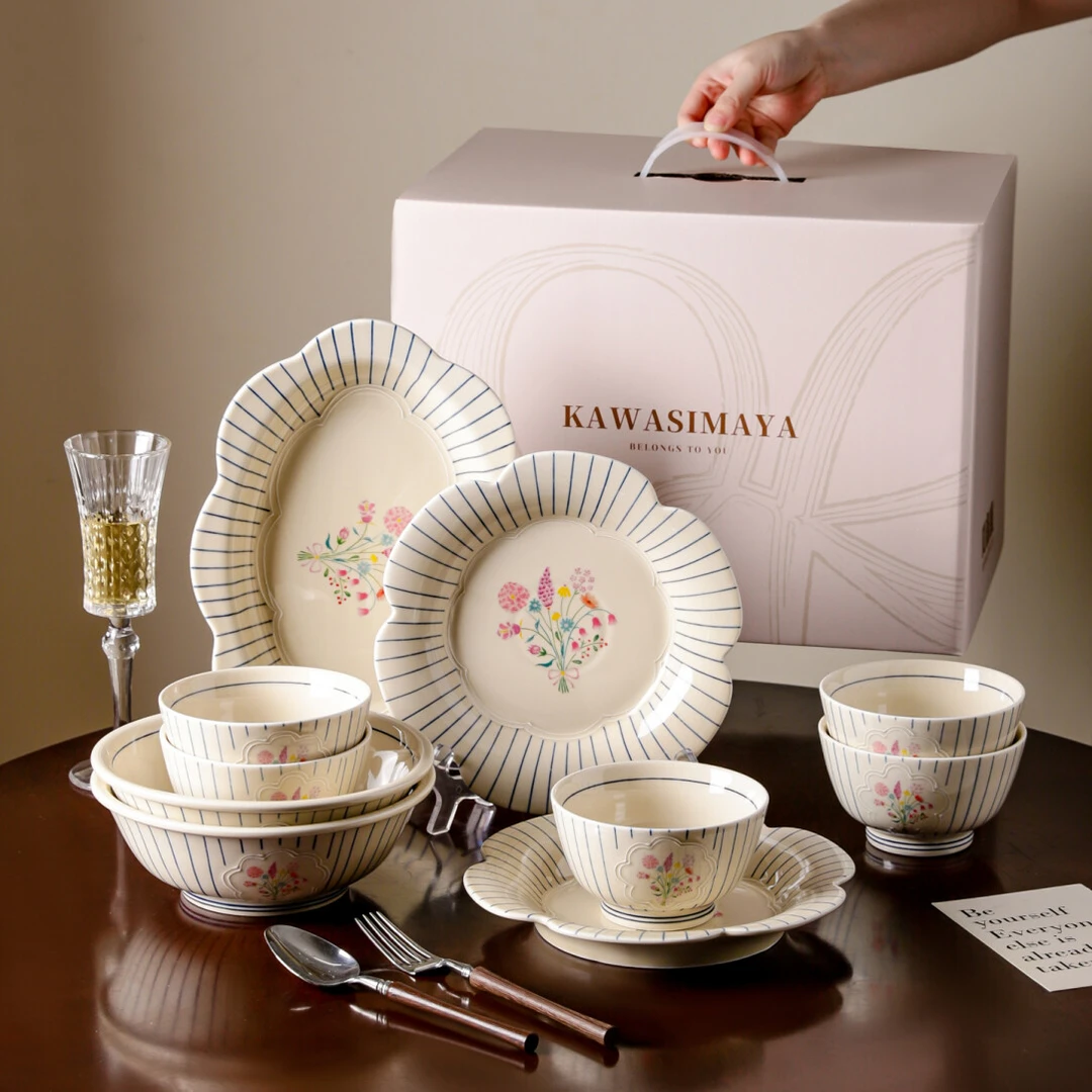 川岛屋法式碗碟餐具套装家用碗盘碗具新婚订婚搬新家乔迁新居礼物