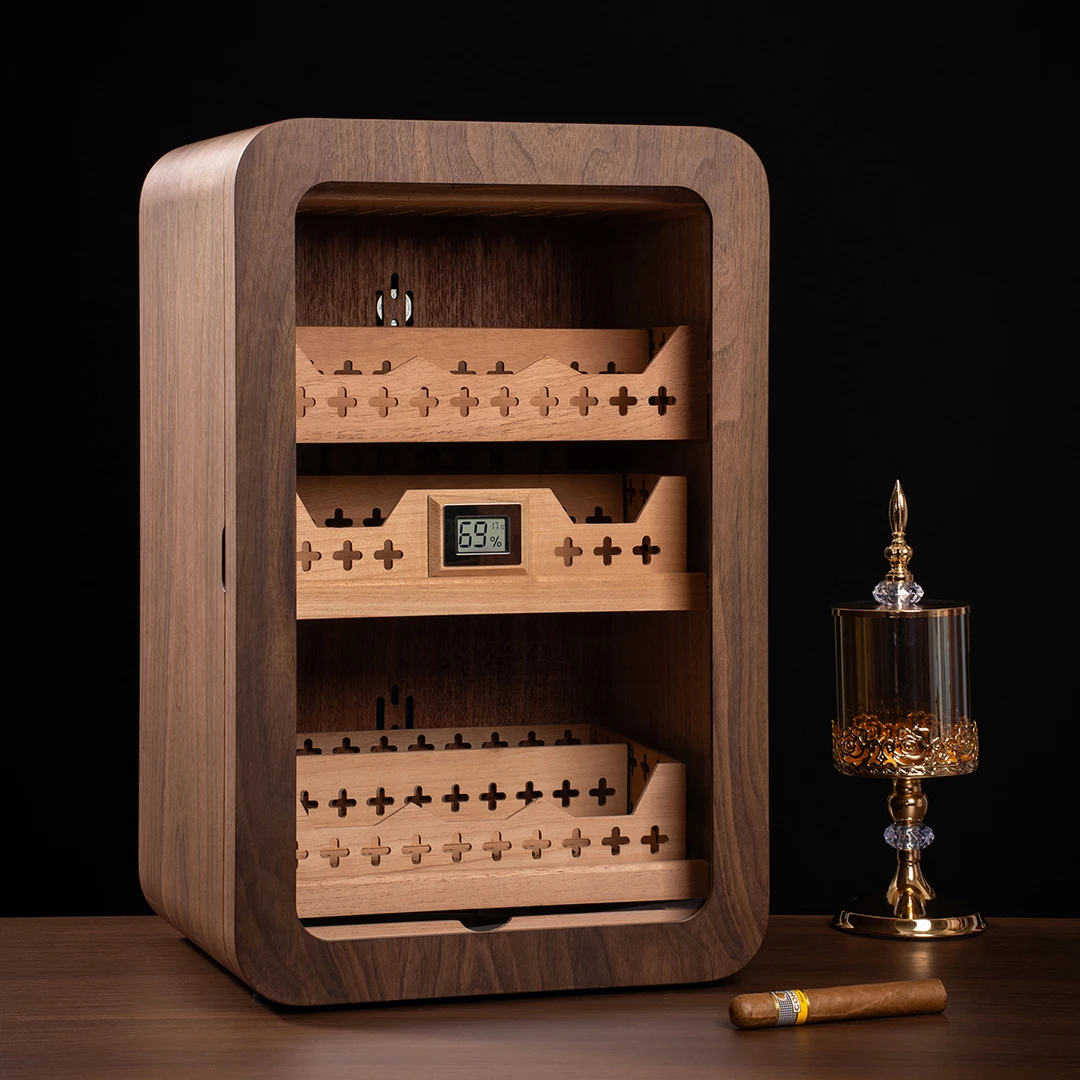 AK领茄新款小型雪茄醇养保湿柜大容量雪松木控湿雪茄柜