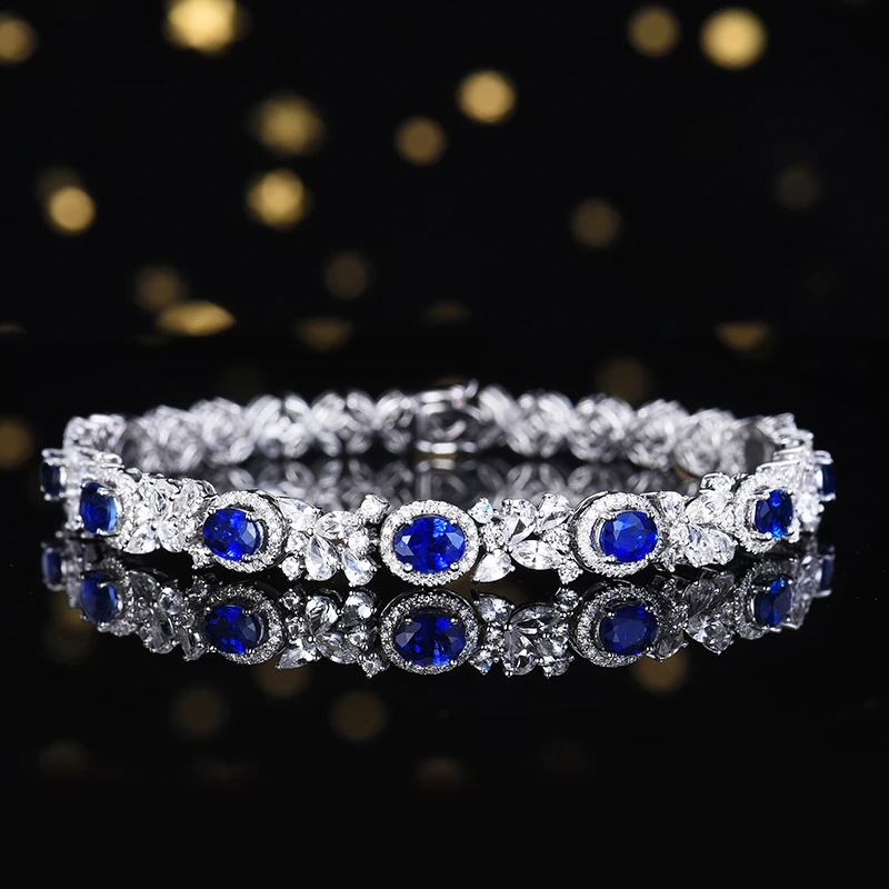 卡莱诗主石3.02克拉18k金天然皇家蓝蓝宝石手链附带AIGS证书