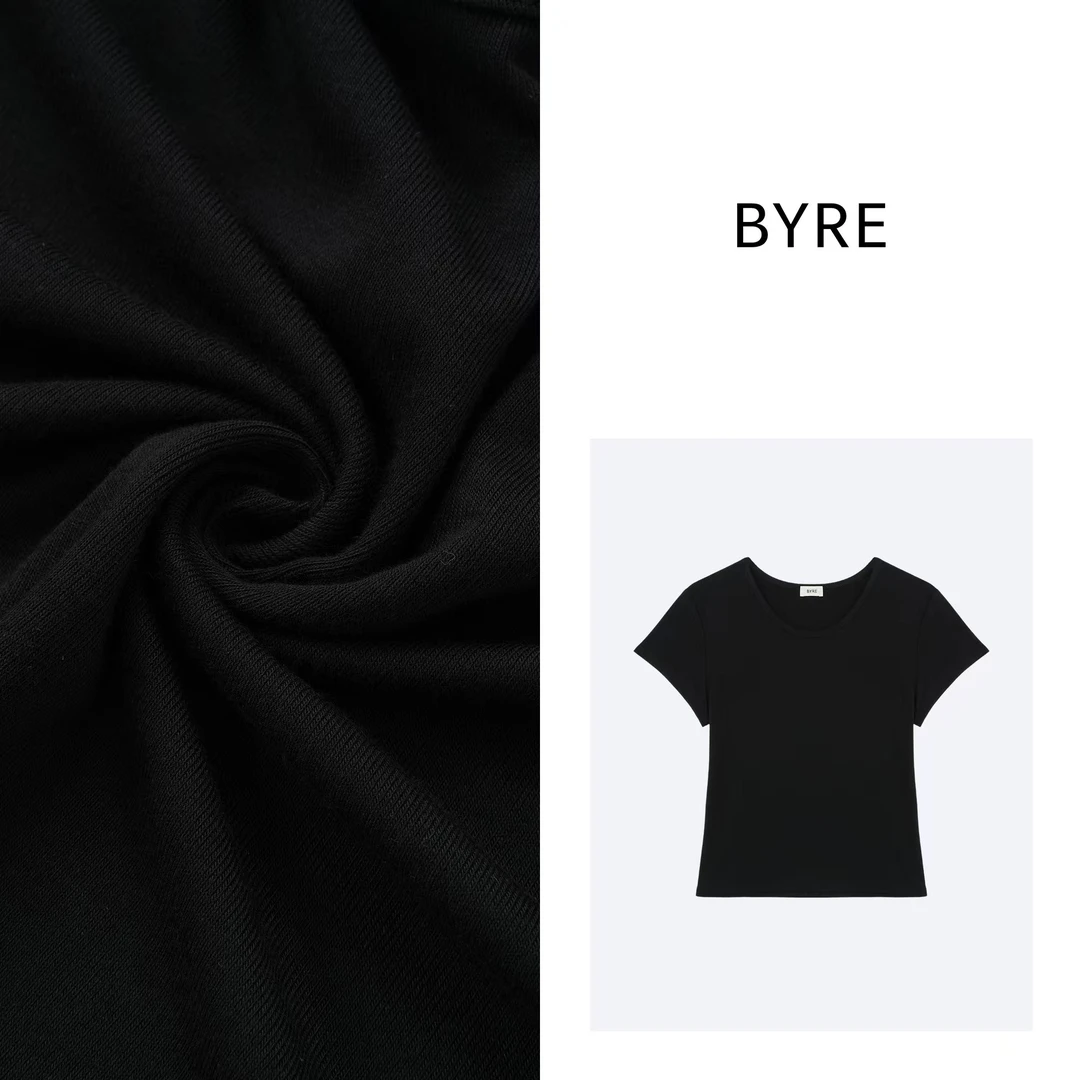 BY496 黑色圆领短袖T恤【轻柔手洗】