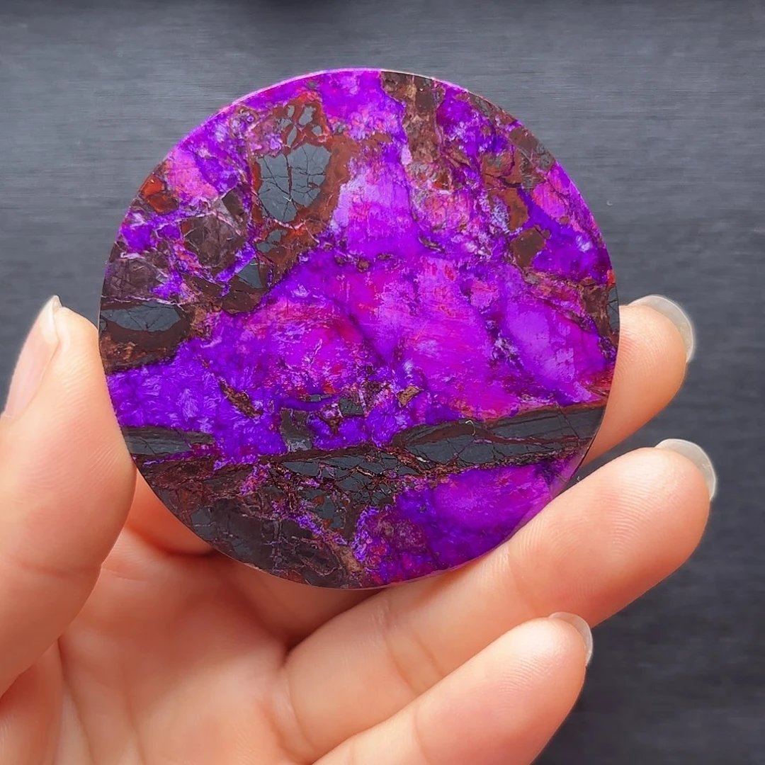 苏纪石（舒俱来）未镶嵌稀有笔刷油画丝绒圆牌